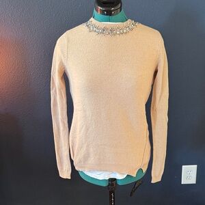 Rebecca Taylor Tan Sweater with Silver Embellishments